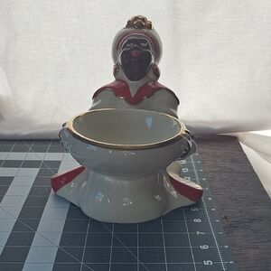Blackamoore Vimtage Ceramic Figurine Bowl with Red and Gold Details
